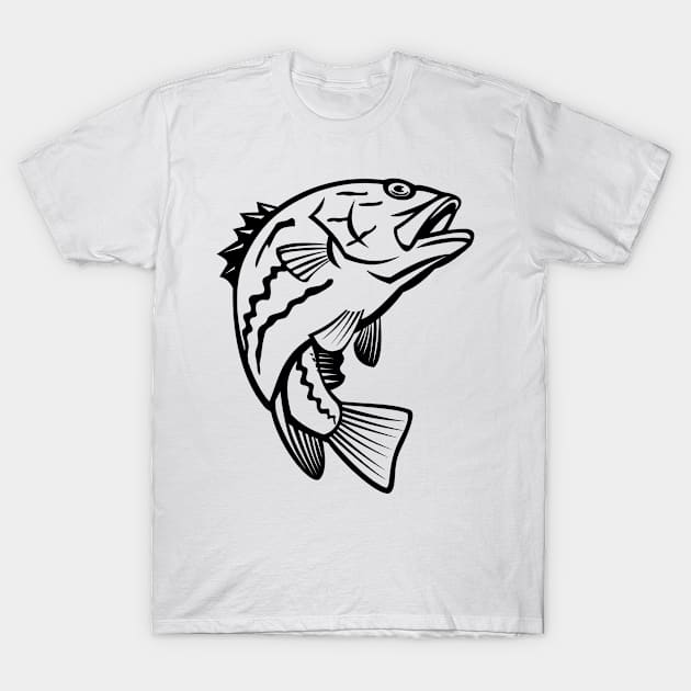 West Australian Dhufish Glaucosoma Hebraicum Westralian Jewfish or West Australian Pearl Perch Jumping Mascot Black and White T-Shirt by patrimonio